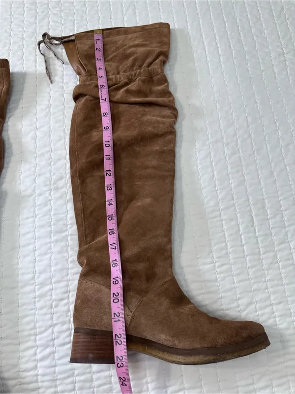 See by Chloé Jona Slouchy Cognac Suede Over-the-Knee Slouch Boots Size 39 or 8 - Image 7