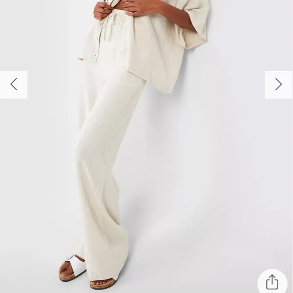 Nwt Boohoo Linen Mix Relaxed Fit Wide Leg Trousers Us10 - Image 2