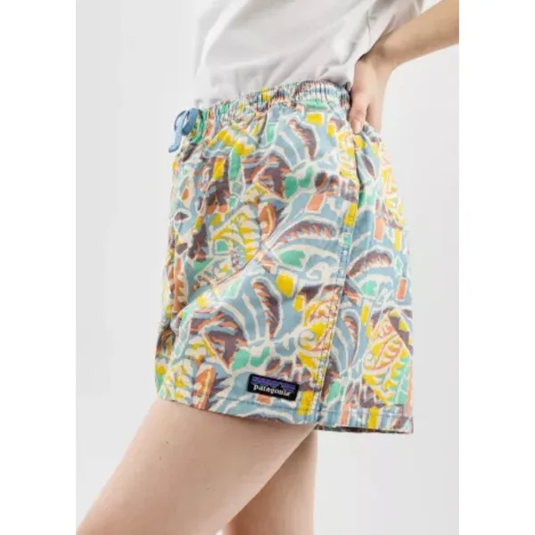Patagonia Womens Baggies Shorts Abstract Geometric Print Blue Yellow Large - Image 2