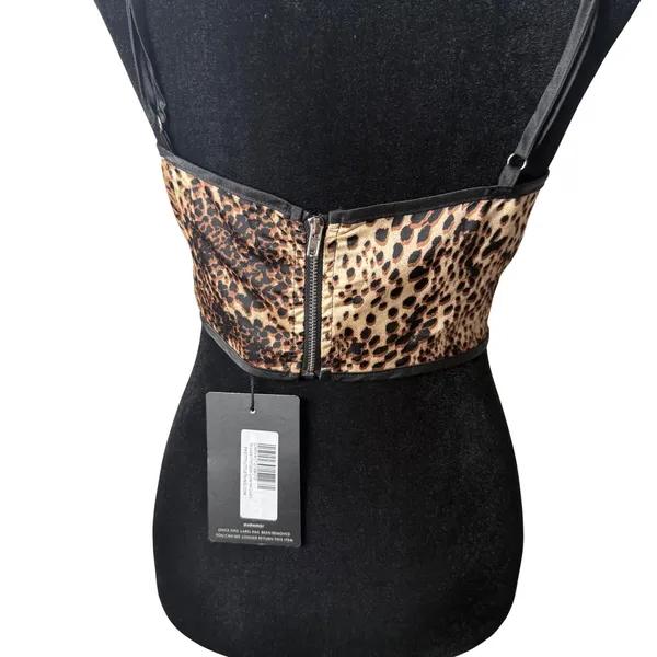PLT Leopard Animal Print‎ Corset Top Brown Size 4 y2k Statement Maximalist NEW - Image 2