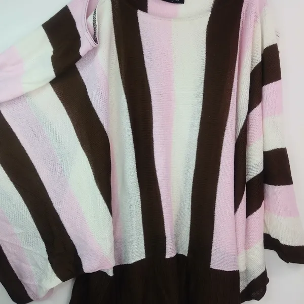 Carly B Neopolitan Cold Shoulder Sweater Top L - Image 5