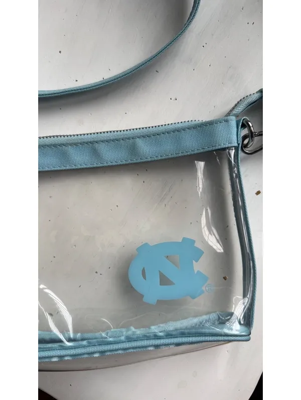 Capri Designs Clear Crossbody Bag with Light Blue Trim and UNC Logo - Image 2