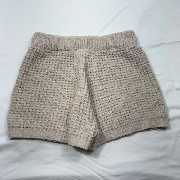 Sincerely Jules Beige Neutral Chenille Knit High Waisted Lounge Casual Shorts S - Image 5