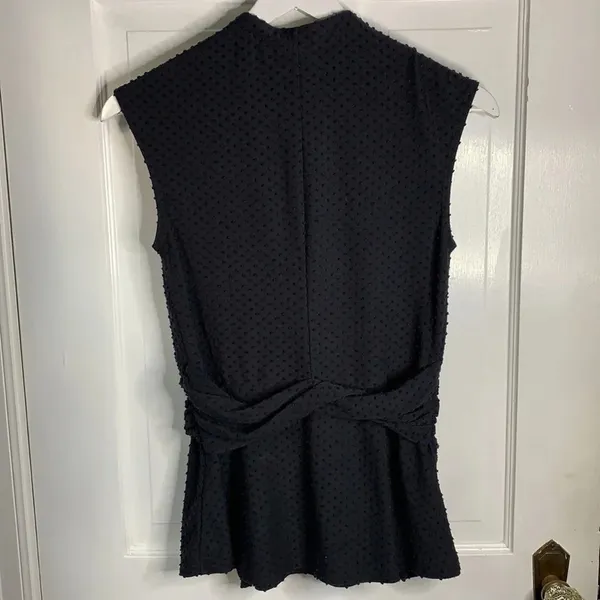 Anthropologie Deletta Black Wrap Nubby V-neck Tank Top Blouse W-089 Size S - Image 5