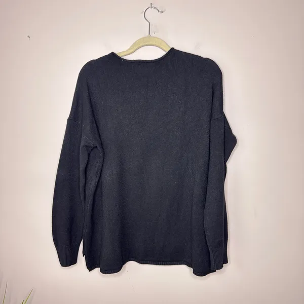 P. Luca Milano Women's‎ Large Black Fuzzy Big Colorful Polka Dot Knit Sweater - Image 6