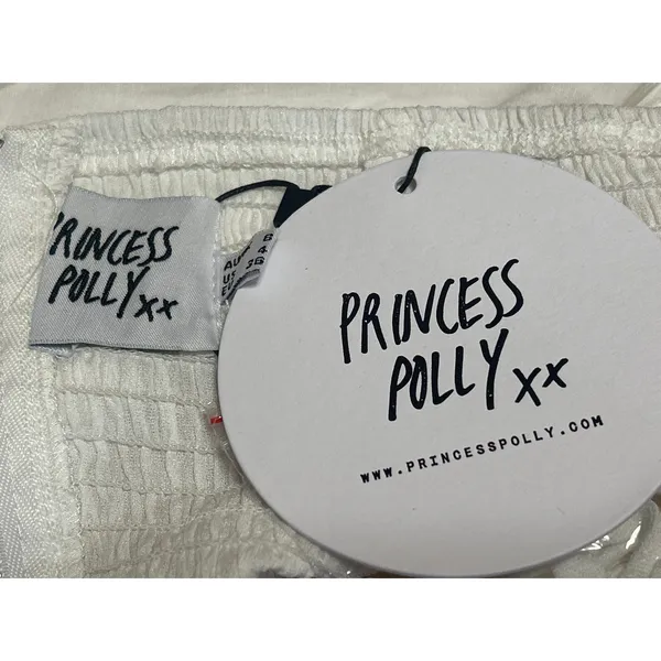 NEW Princess Polly White Strapless Sleeveless Bandeau Cutout Crop Top Size 4 - Image 3