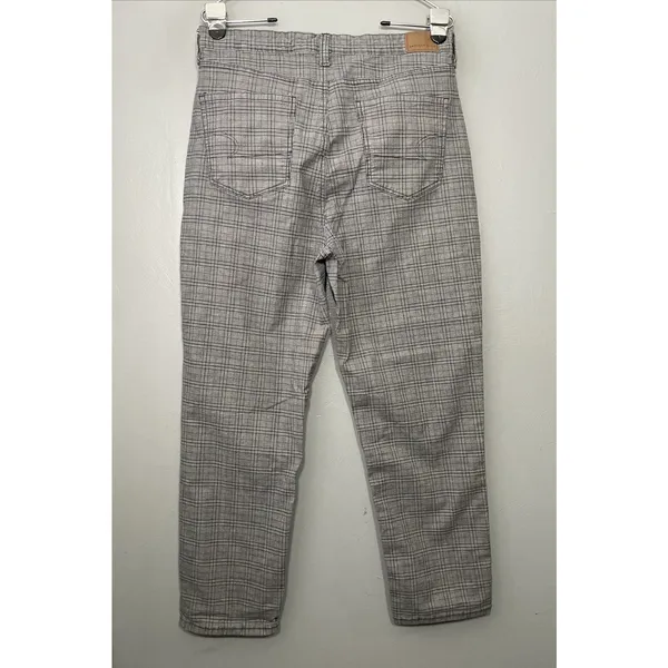 American Eagle Mom Straight Pants Size 14 Gray Plaid High Rise Preppy Trousers - Image 5