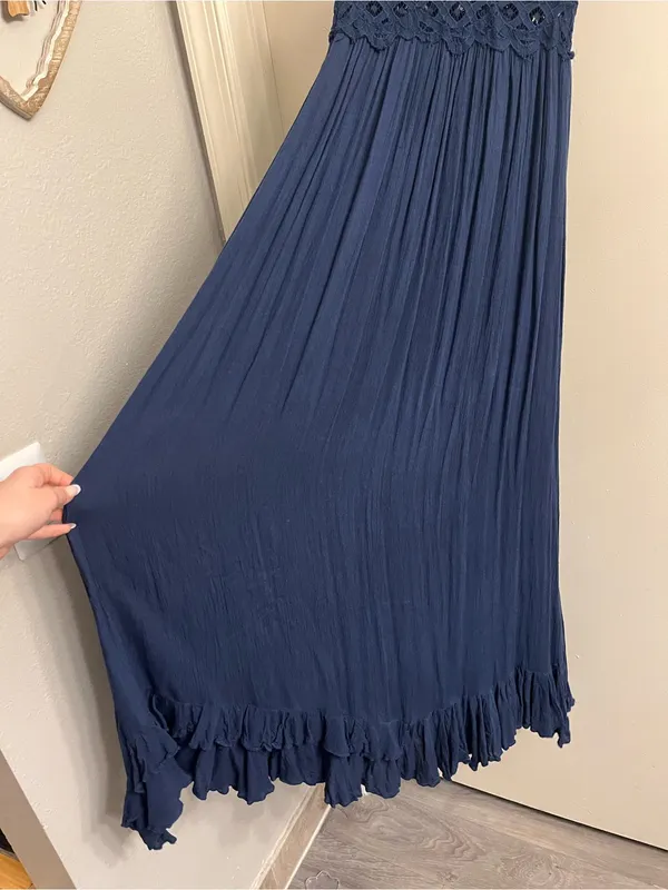Free People Adella Navy Blue Maxi Dress XS - Image 5