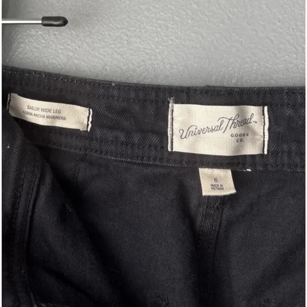Universal Threads Sailor Wide Leg Jeans Size 6 Black High Rise Lagenlook Street - Image 5