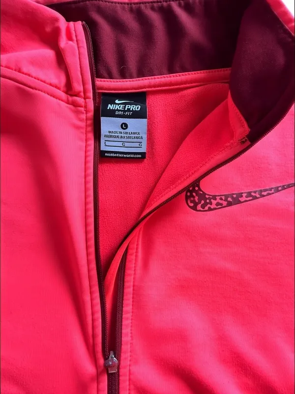 Nike Pro Dri-FIT Pink Quarter Zip Pullover Womens Large Athletic - Image 4