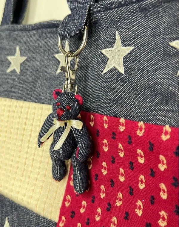 Vintage Boyds Home Collection Tote Bag Americana Patriotic Chambray Bear Stars - Image 4