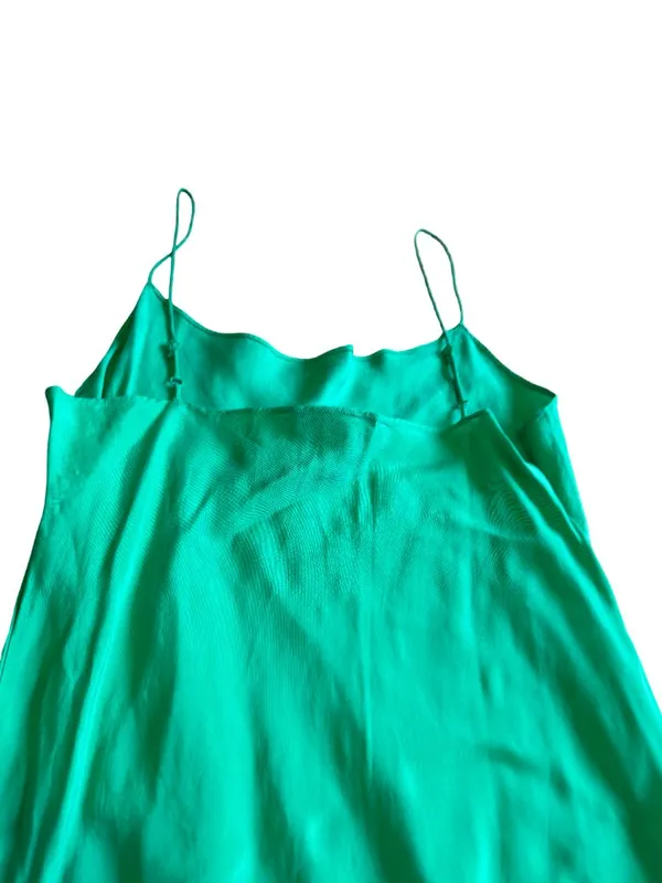 J. Crew Bold Green Midi Dress Spaghetti Strap Flowy Wedding Party Size 6 Women's - Image 7