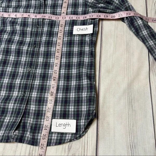 Madewell Flannel Slim Ex-Boyfriend Shirt Green Coltrane Plaid E6002 Size Small‎ - Image 3