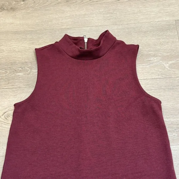 Adrienne Vittadini Women's Size 8 Sleeveless‎ Dress Maroon High Neck Swing - Image 2