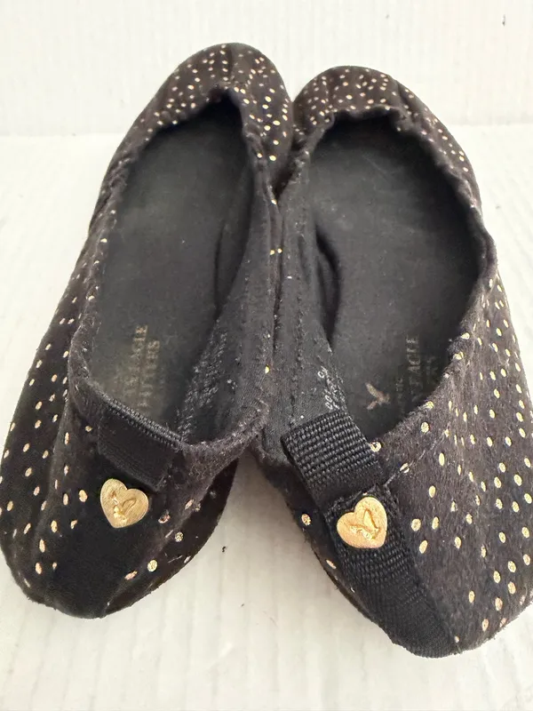 American Eagle Outfitters Black Ballet Flats with Gold Dot Accents - Image 3