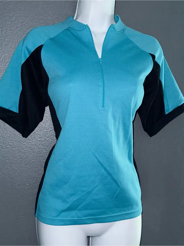 Women’s Canari Polo Black & Blue Short Sleeve Cycling Jersey Top Medium - Image 3