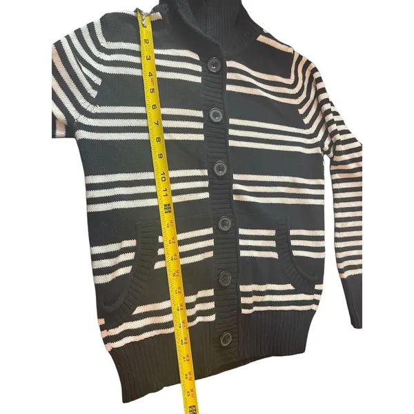 Jones New York Sport Black And White Knit Cardigan Front Pocket Sweater S - Image 10