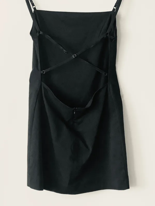 ZARA Mini Dress Black Medium - Image 2