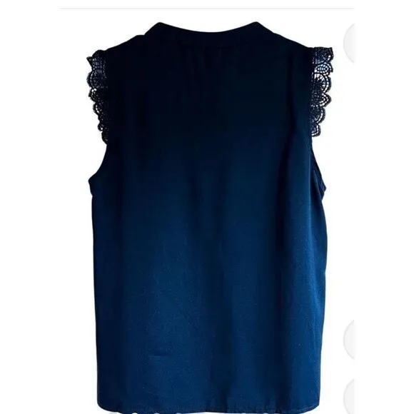 Milumia Black Sleeveless Lace Trim V-Neck Casual Top Size S - Image 7