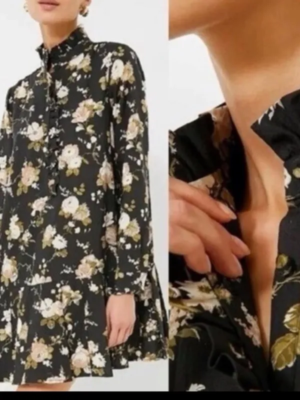 Tuckernuck Black Floral Long-Sleeve Dress Sz S - Image 2