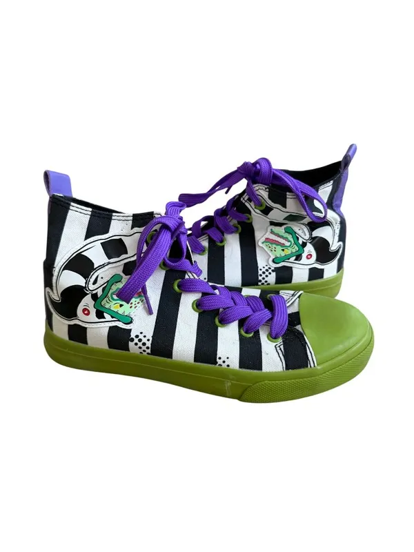 BEETLEJUICE Women’s Sand Monster Striped High Top Sneakers Size 7 - Image 8