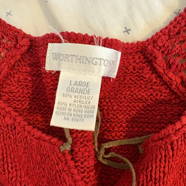 Worthington Red crochet trendy Knit Top - Image 2