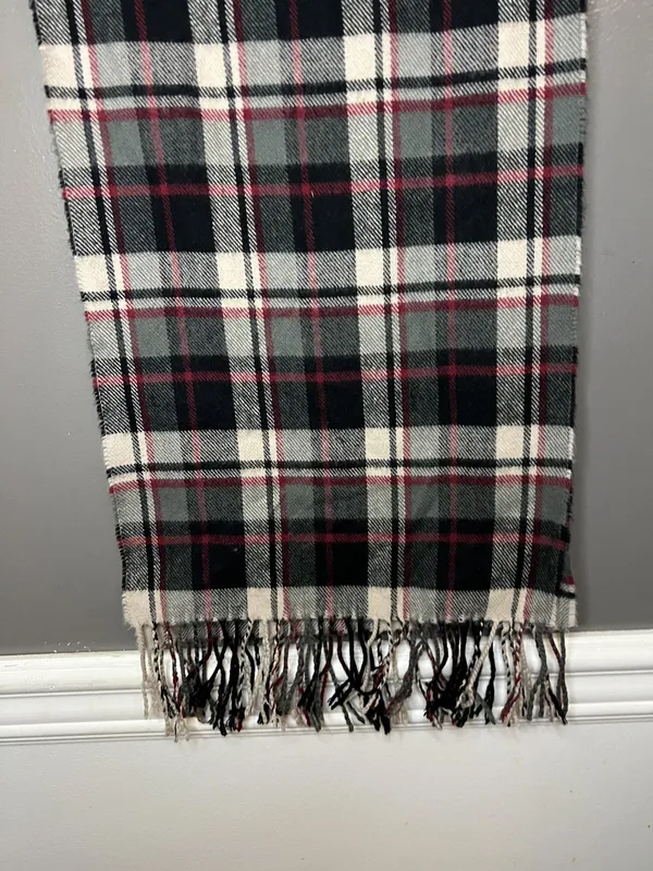 Softer Than Cashmere Scarf Womens Black Gray White Red Plaid Fringe Winter Korea - Image 3