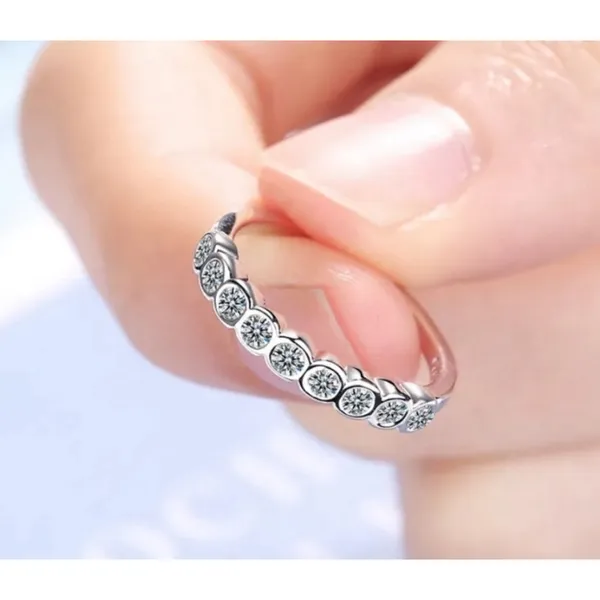 Boutique Dainty‎ 14k White Gold Plated Sterling Silver Synthetic Diamond Eternity Ring Sm - Image 2