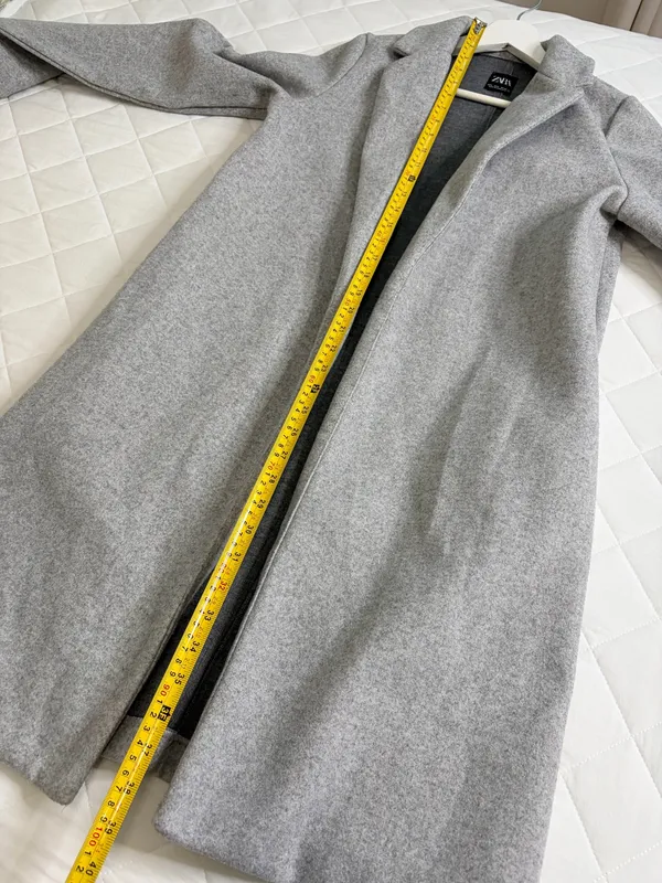 ZARA Gray Long Coat Duster Overcoat Minimalist Quiet Luxury Office Timeless Sz S - Image 6