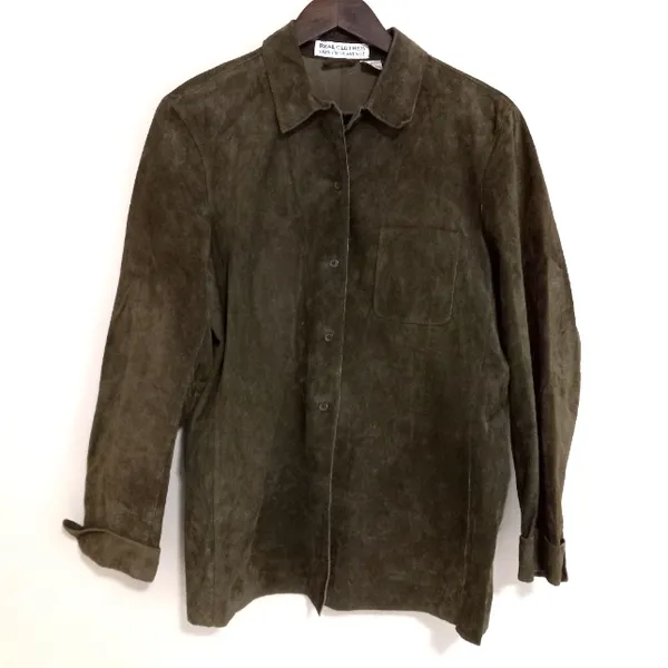 Real Clothes Saks Fifth Avenue 12 Suede Button Front Shirt - Image 2