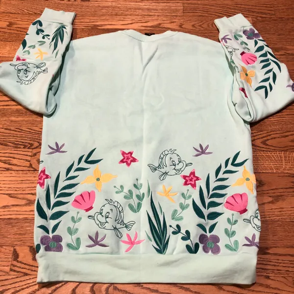 Disney The Little Mermaid Sweatshirt Ariel Flounder Embroidered - Image 2