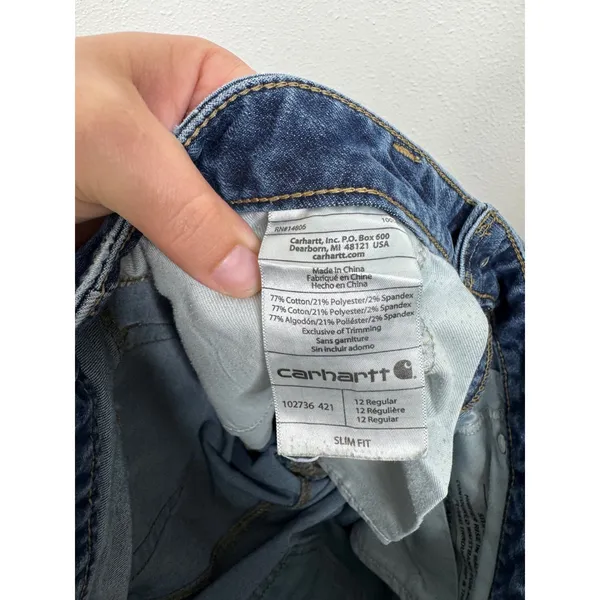 Carhartt Womens Slim Fit Bootcut Jeans Medium‎ Wash Denim Size 12 Regular 102736 - Image 4