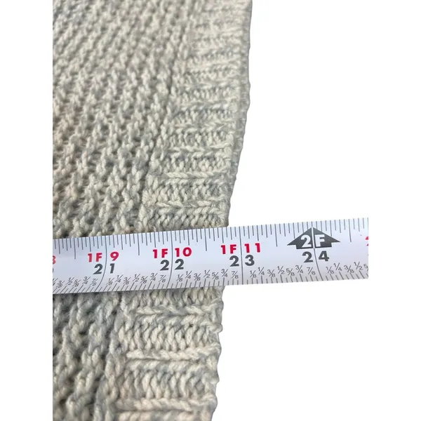 Quinn Gray Open Weave Knit Sweater M Slouchy Cozy Pullover Minimalist Beachy - Image 8