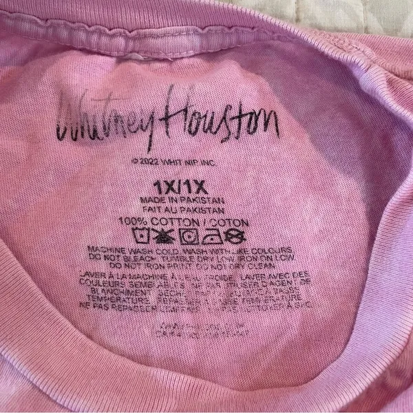 Whitney Houston Pink Short Sleeve Graphic Tee 1X - Image 6