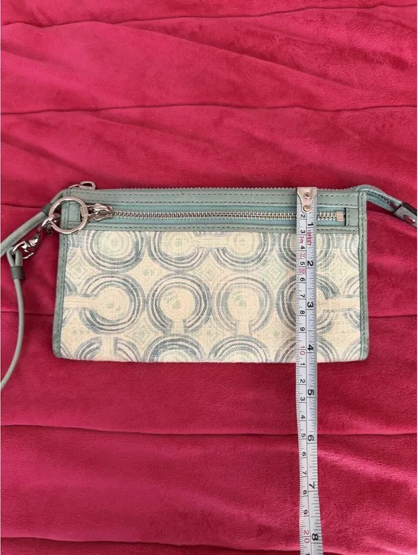 Vintage Coach Teal Canvas Wallet Wristlet - Image 5
