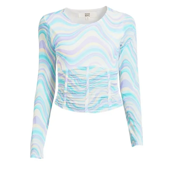 Madden NYC Pastel Corset Ruched Top in Nantucket Breeze Size XL - Image 5