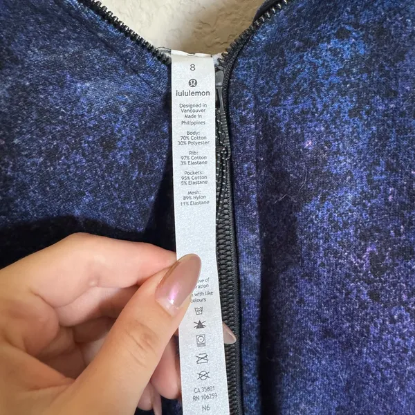 Lululemon Scuba Zip Up Hoodie *Light‎ Cotton Fleece Polar Lights Blue Multi - Image 5