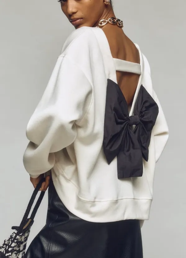 Anthropologie Maeve Bow-Back Oversized Sweatshirt, Size M - Image 2