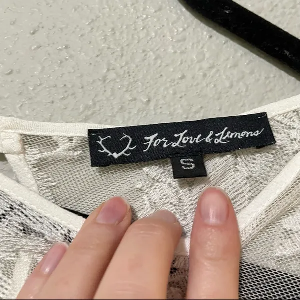 For Love & Lemons White Lace Sleeve Mini Swing Dress Womens S Babydoll Romantic - Image 5