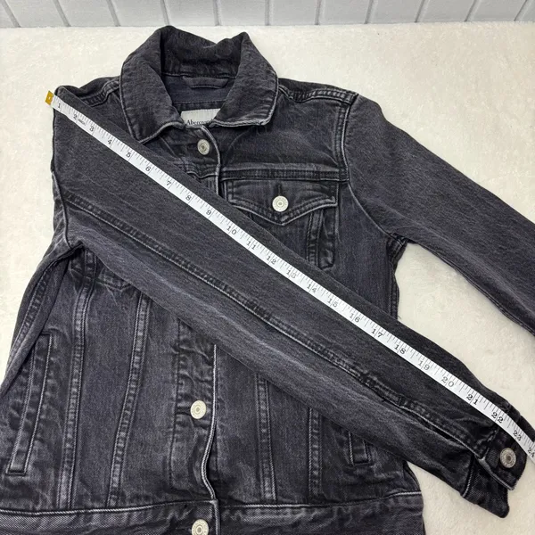 Abercrombie & Fitch Dark Gray Denim Jacket Size‎ XS - Image 8