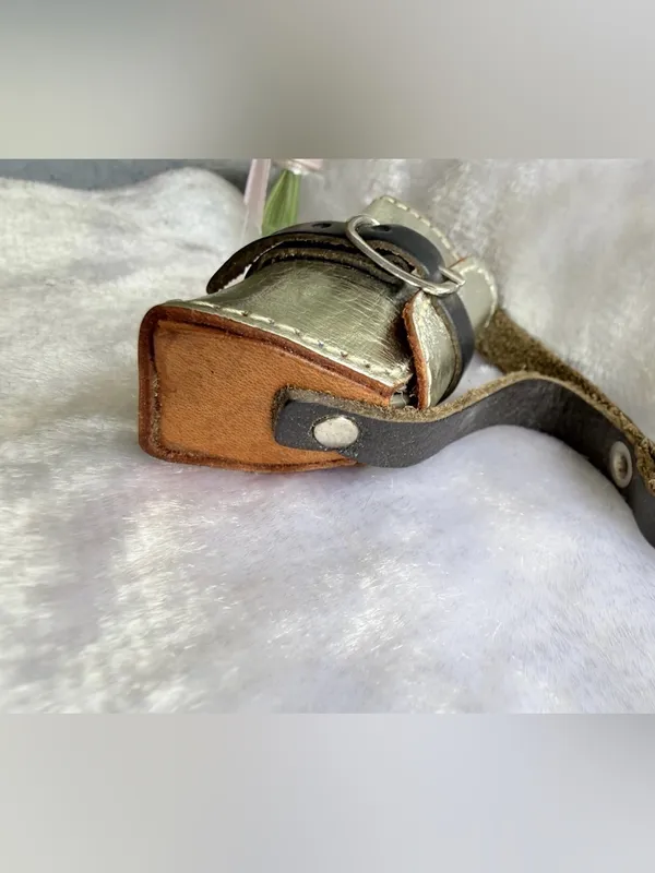 Gold Miniature Key Chain Handbag Handcrafted with Leather form Florence Italy - Image 4
