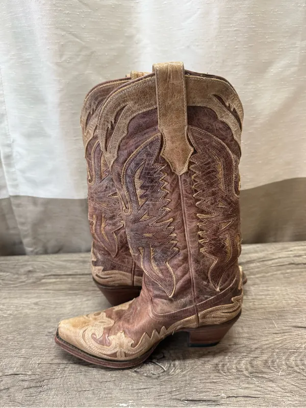 Corral Women’s Brown Distressed‎ Eagle Overlay Western Cowgirl Boot Size US 7 - Image 3