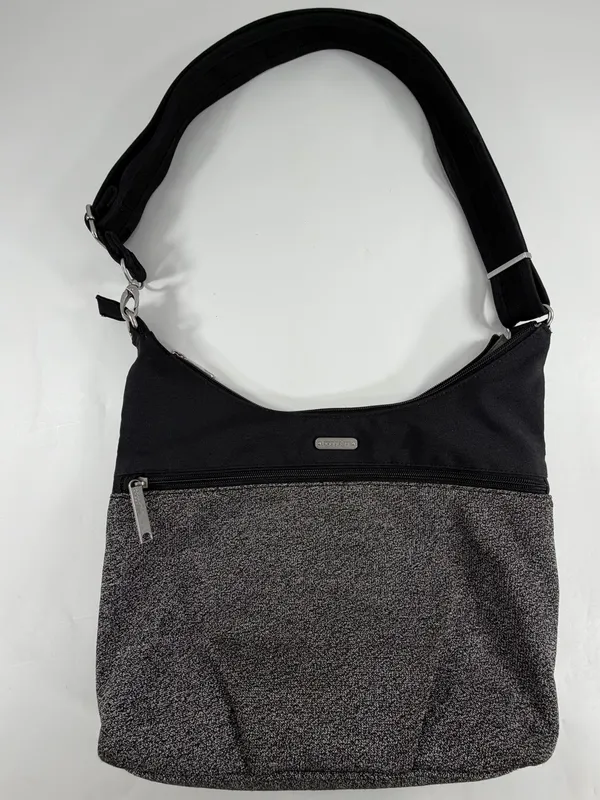 Baggallini Convertible Hobo Crossbody Bag Black Gray Travel RFID Wristlet‎ Purse - Image 10