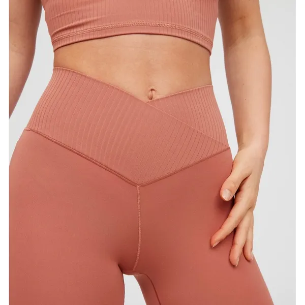OFFLINE by Aerie RealMe Xtra Flare Leggings Coral Orange Crossover Twist M Short - Image 2