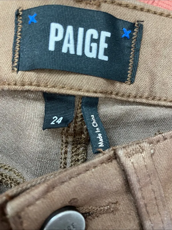 PAIGE High Rise Lou Lou Jolene Jeans With Slit In Coated Cognac - Image 5