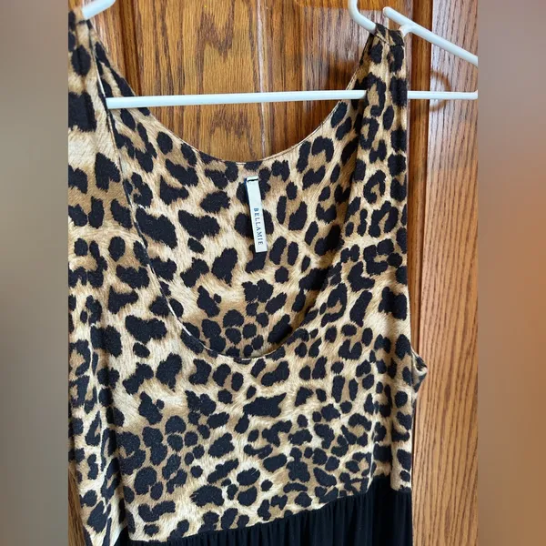 Cheetah Tank Top Maxi Dress Bellamie Boutique Size L Full Length With Pockets - Image 2
