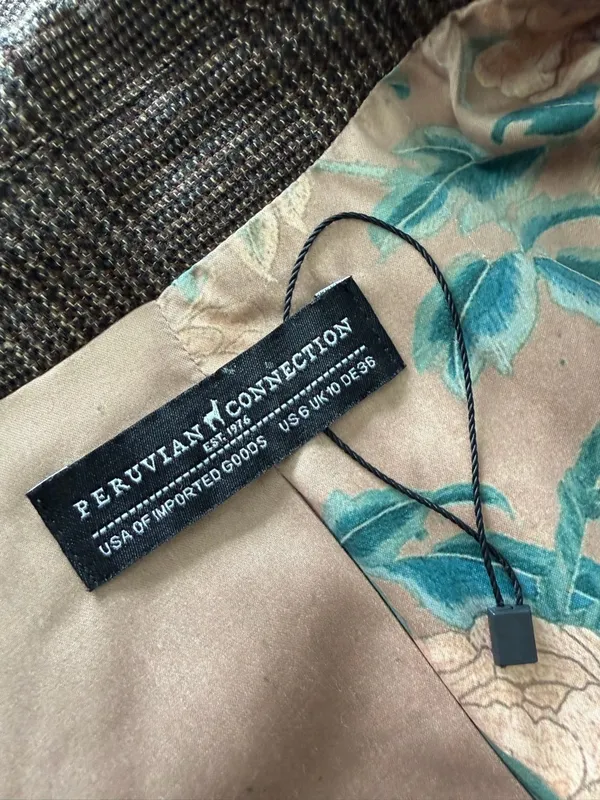 Peruvian Connection Marlowe Wool Blend Plaid Blazer Jacket Brown Size 6 - Image 11