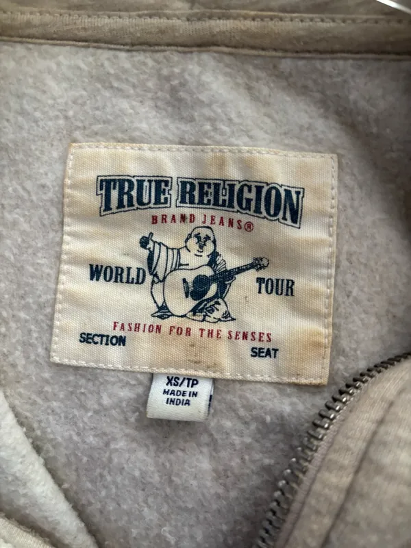True Religion Half Zip Creme Hoodie - Image 5