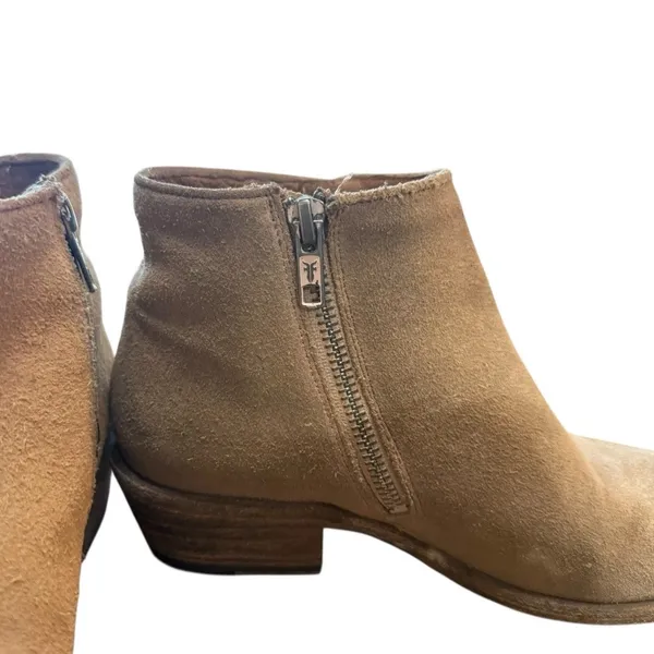 Frye Womens Booties Size 6 Tan Leather Side Zip Boots - Image 12