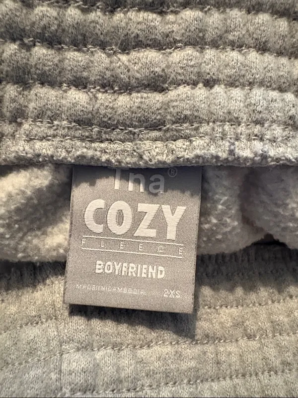 TNA Cozy Fleece Boyfriend 2XS Light Gray Sweatpants Lounge Pants XXS - Image 3